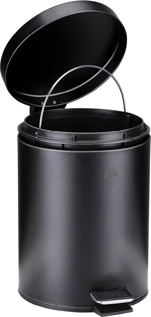 Dirt Devil Pedal bin 5 litres - Poubelle de salle de bain - acier inoxydable - Noir