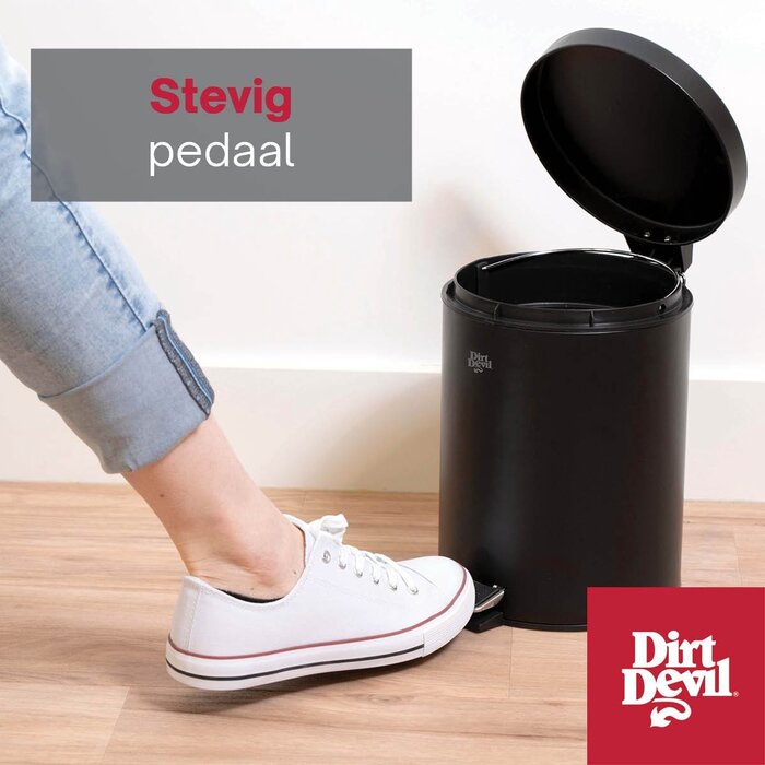 Dirt Devil Treteimer 5 Liter - Badabfalleimer - Edelstahl - Schwarz