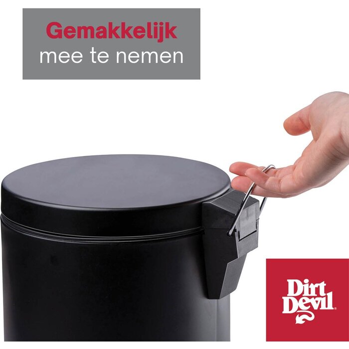 Dirt Devil Treteimer 5 Liter - Badabfalleimer - Edelstahl - Schwarz