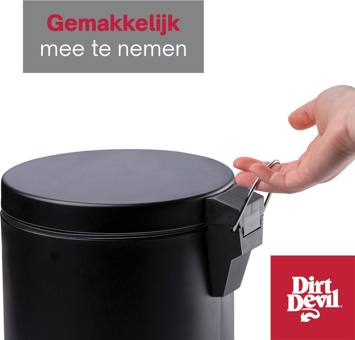 Dirt Devil Pedal bin 5 litres - Poubelle de salle de bain - acier inoxydable - Noir