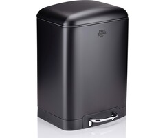 Dirt Devil Treteimer 12 Liter - Badezimmerabfalleimer - Edelstahl - Schwarz