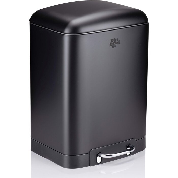 Dirt Devil Pedaalemmer 12 Liter - Prullenbak Badkamer - RVS - Zwart