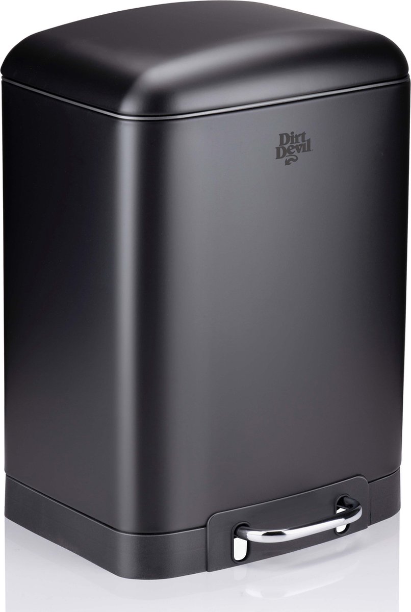 Dirt Devil Pedal bin 12 litres - Poubelle de salle de bain - acier inoxydable - Noir