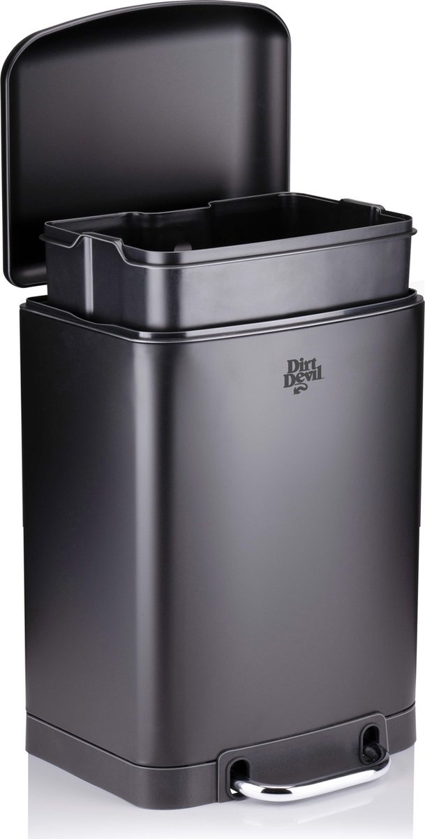 Dirt Devil Pedaalemmer 30L - Prullenbak - RVS - Zwart Soft close