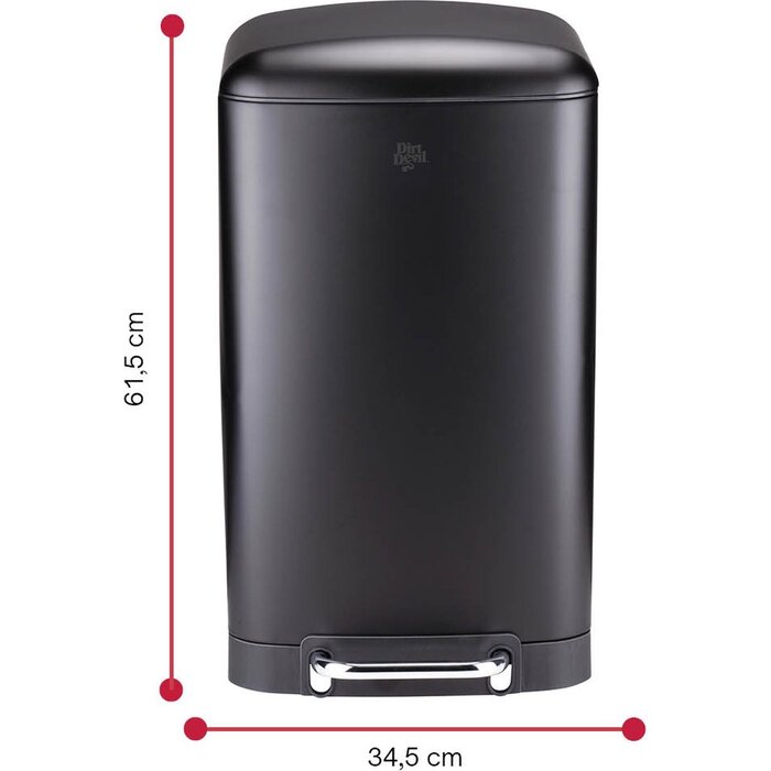 Dirt Devil Treteimer 30L - Abfalleimer - Edelstahl - Schwarz Soft close