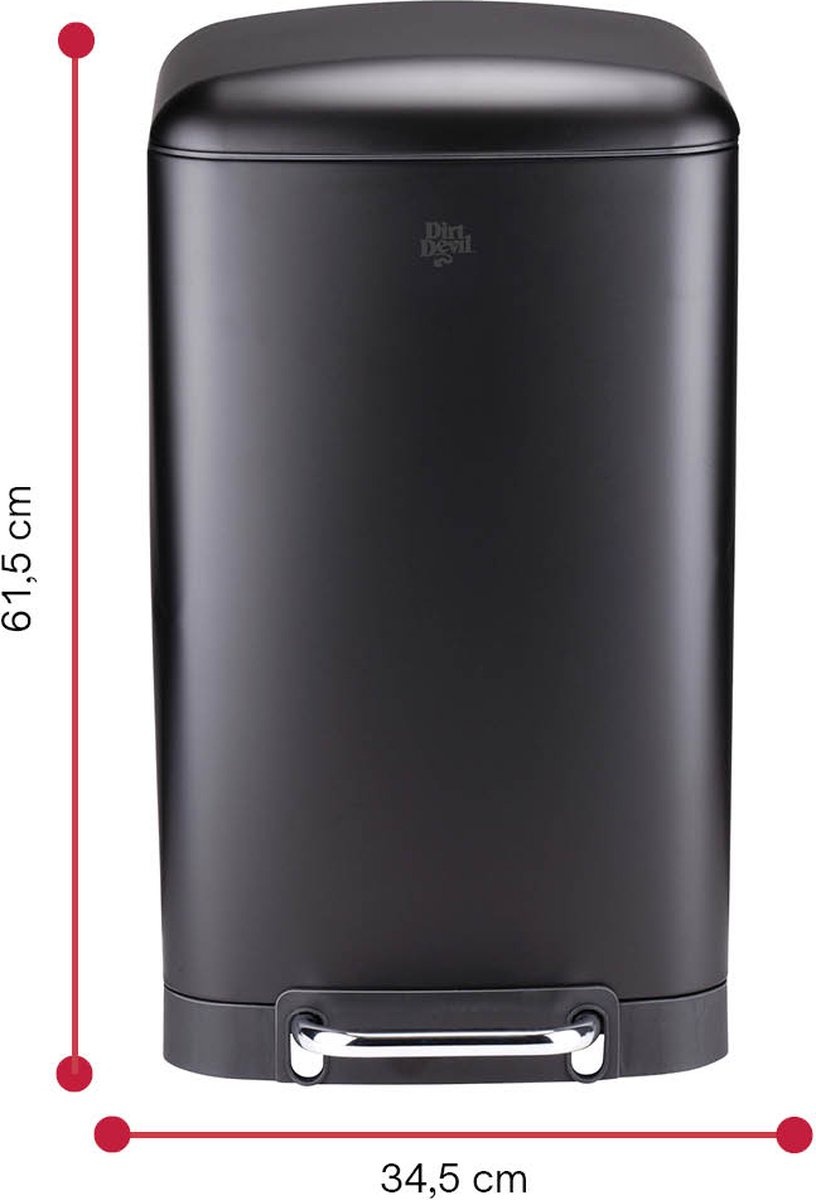 Dirt Devil Treteimer 30L - Abfalleimer - Edelstahl - Schwarz Soft close