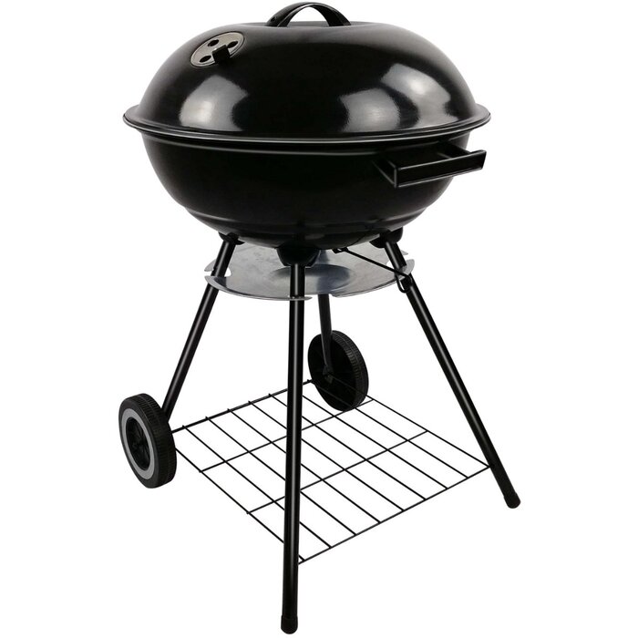 Alpina Kugelgrill Ø43 cm - mit Deckel und Rädern - Belüftungssystem - Ascheauffangschale - Schwarz