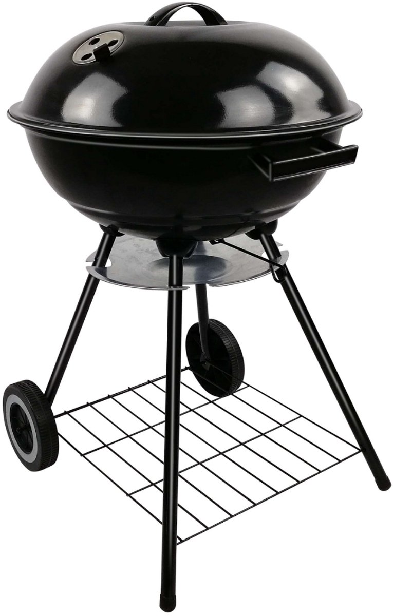 Alpina Ball Grill Ø43 cm - avec couvercle et roues - Système de ventilation - Bac de récupération des cendres - Noir