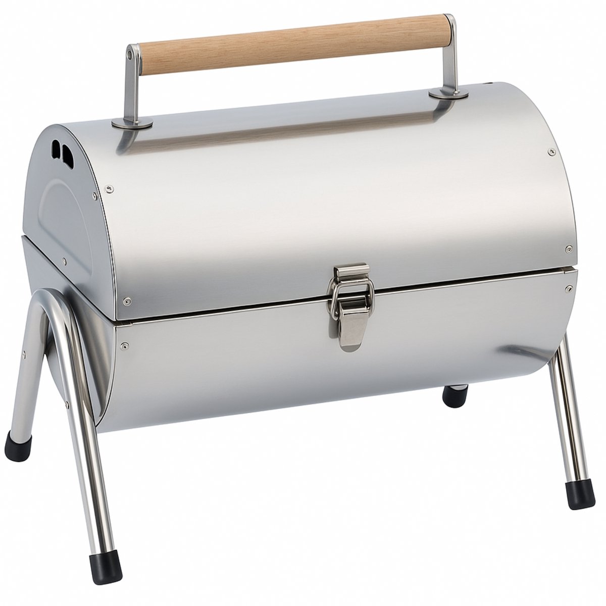 Alpina Tischgrill Holzkohle - mit Deckel - tragbar - Silber