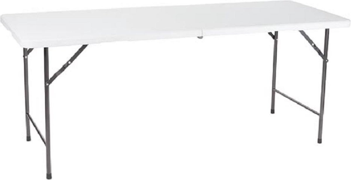 Perel Table pliante, pliable, résistante aux intempéries, poignée, maximum 100 kg, blanc