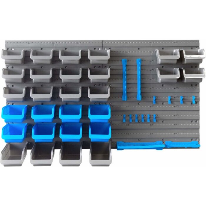 Power Tower Kinzo Tool Wall - 43-Piece : 2-Piece Tool Board, 28 Storage Trays, 10 Tool Hooks and 3x Tool Holder