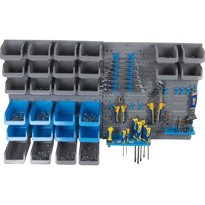 Power Tower Kinzo Tool Wall - 43-Piece : 2-Piece Tool Board, 28 Storage Trays, 10 Tool Hooks and 3x Tool Holder