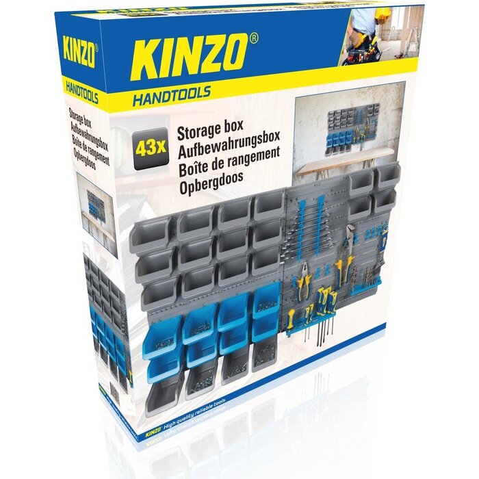 Power Tower Kinzo Tool Wall - 43-Piece : 2-Piece Tool Board, 28 Storage Trays, 10 Tool Hooks and 3x Tool Holder