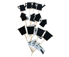 Esschert Design Kinzo Holz Pflanzenmarker Set 12 Stück sortiert - Holz