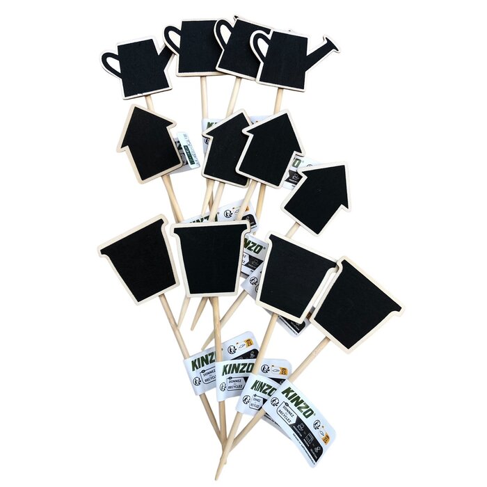 Esschert Design Kinzo Holz Pflanzenmarker Set 12 Stück sortiert - Holz