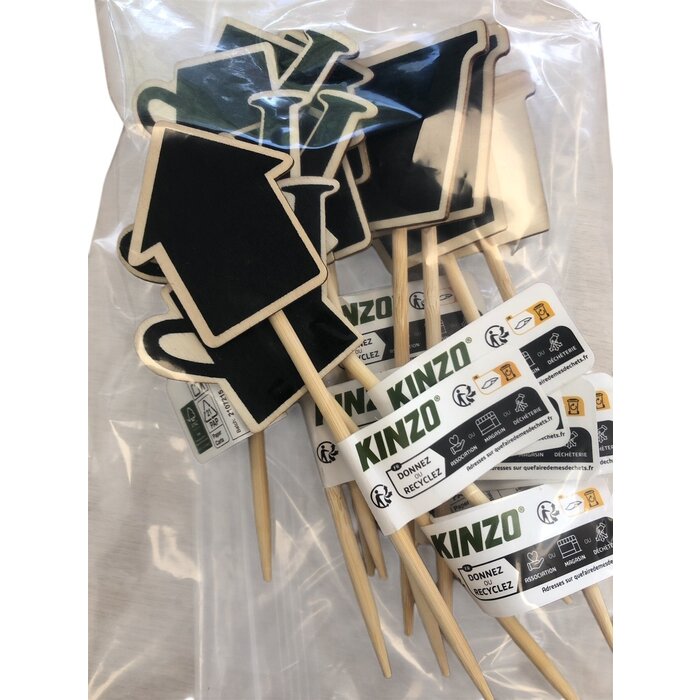 Esschert Design Kinzo Holz Pflanzenmarker Set 12 Stück sortiert - Holz