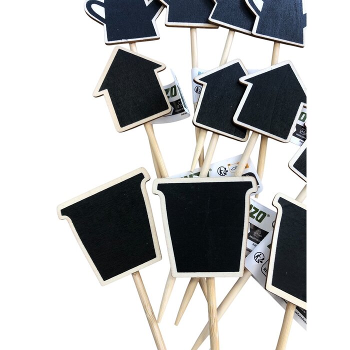 Esschert Design Kinzo Holz Pflanzenmarker Set 12 Stück sortiert - Holz