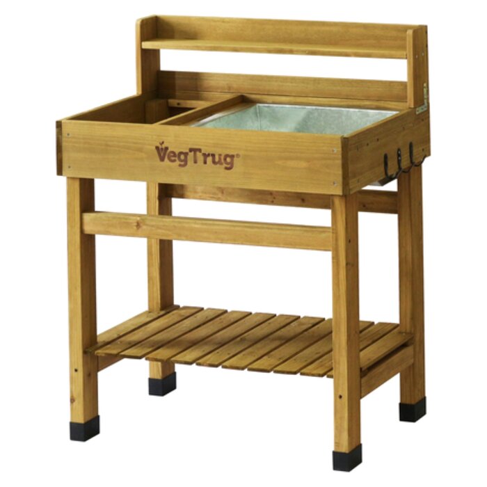 Esschert Design VegTrug Blumentisch DeLuxe - 100% FSC® Holz - Ergonomischer Gartentisch mit Ablage