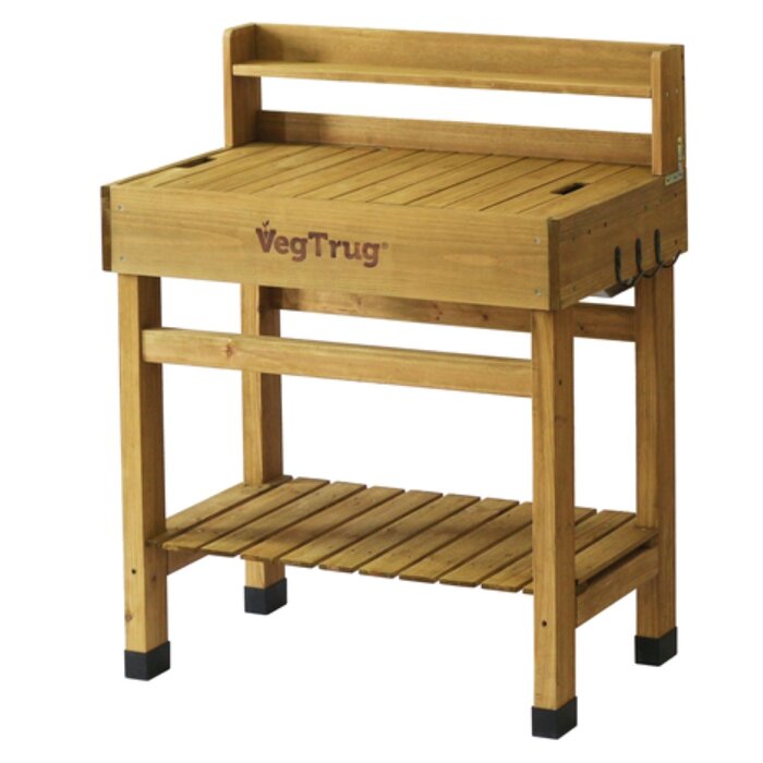 Esschert Design VegTrug Potting Table DeLuxe - 100% FSC® Wood - Table de jardinage ergonomique avec rangement