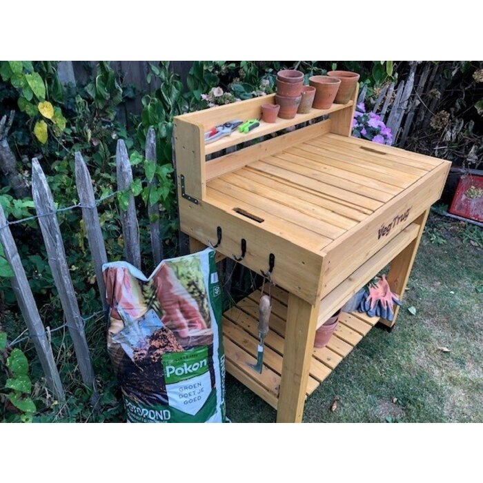 Esschert Design VegTrug Potting Table DeLuxe - 100% FSC® Wood - Table de jardinage ergonomique avec rangement
