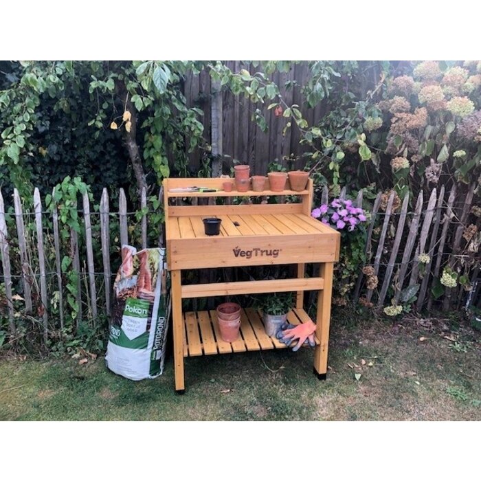 Esschert Design VegTrug Blumentisch DeLuxe - 100% FSC® Holz - Ergonomischer Gartentisch mit Ablage
