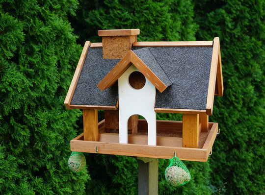 Dutchlander Vogelfutterautomat vila mit Futtersilo auf Ständer natur 39 x 33 x 150 cm