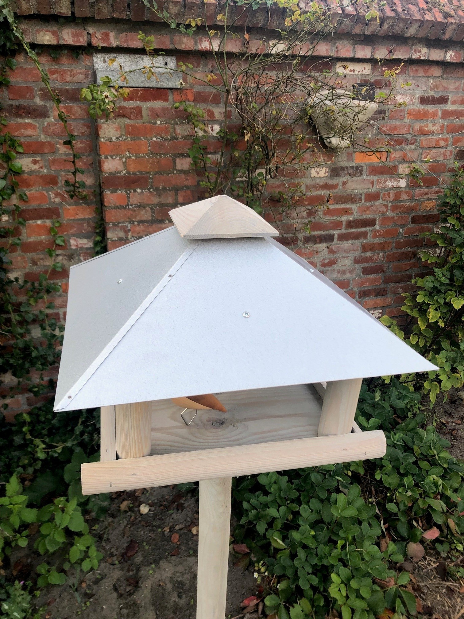 Dutchlander Futtertisch XL - Quadratisch - Mit verzinktem Metalldach - 39x39x144 cm