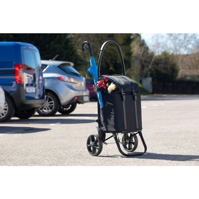 Meister Boodschappentrolley 45L – Zwart – Opvouwbaar Aluminium Frame – 2-in-1 Rugzak