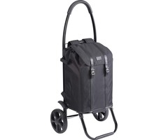 Einkaufswagen oder Einkaufstasche auf Rädern, sortiert