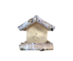 Dutchlander Vogelvoedertafel – Muurbevestiging – Berken met Dakje van stro – 19x19x9 cm