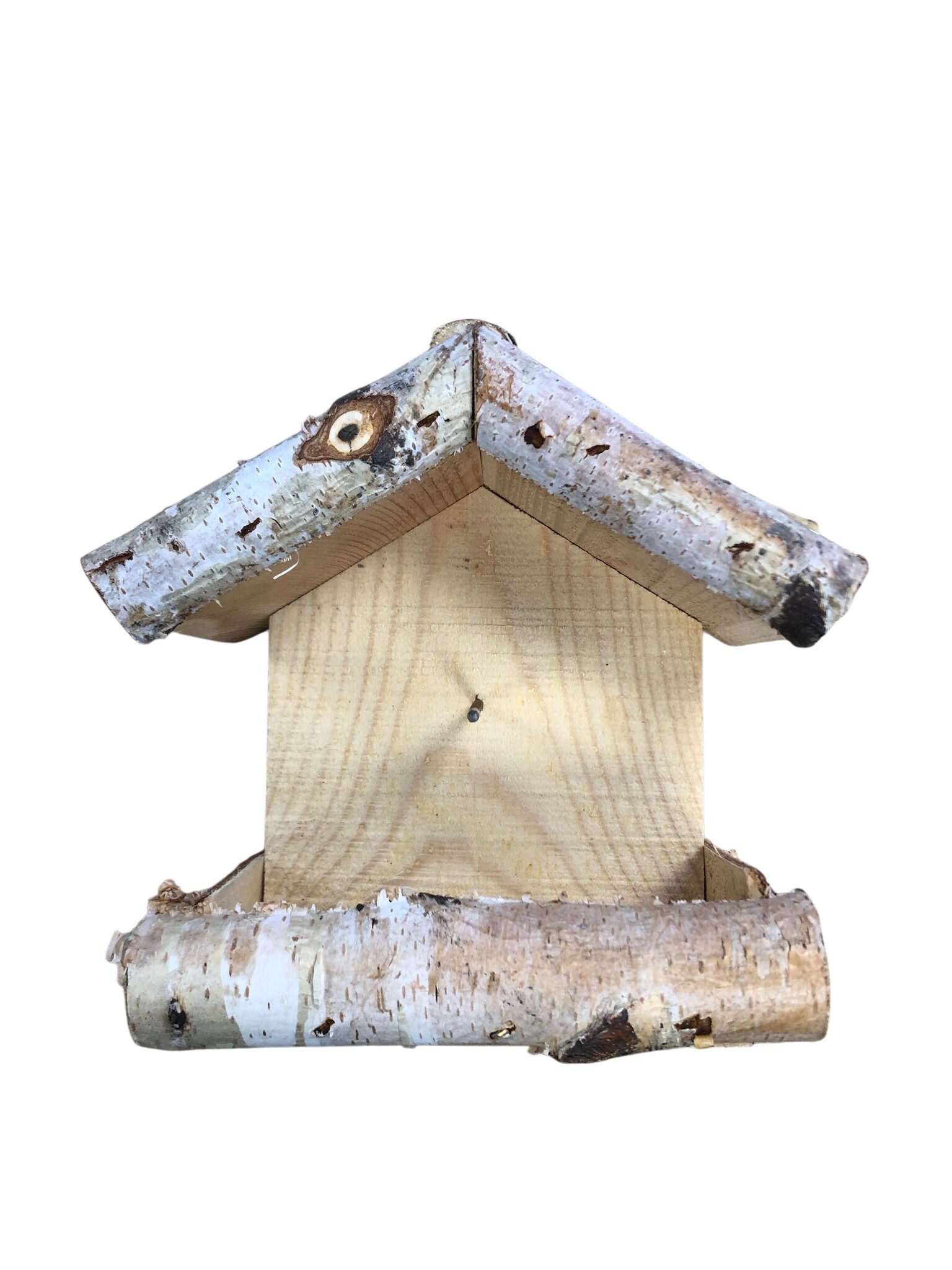 Dutchlander Mangeoire à oiseaux - montage mural - bouleau avec toit en paille - 19x19x9 cm