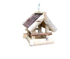 Dutchlander - Vogelvoedertafel – Hangend – Berkenhout met Wilgen Dak – 19x19x22 cm