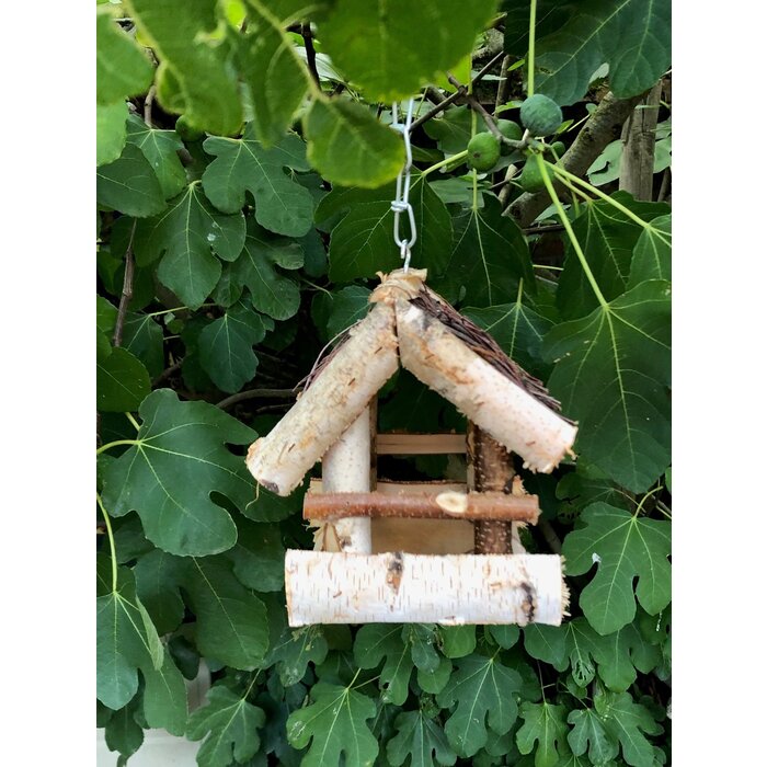 Dutchlander - Vogelvoedertafel – Hangend – Berkenhout met Wilgen Dak – 19x19x22 cm