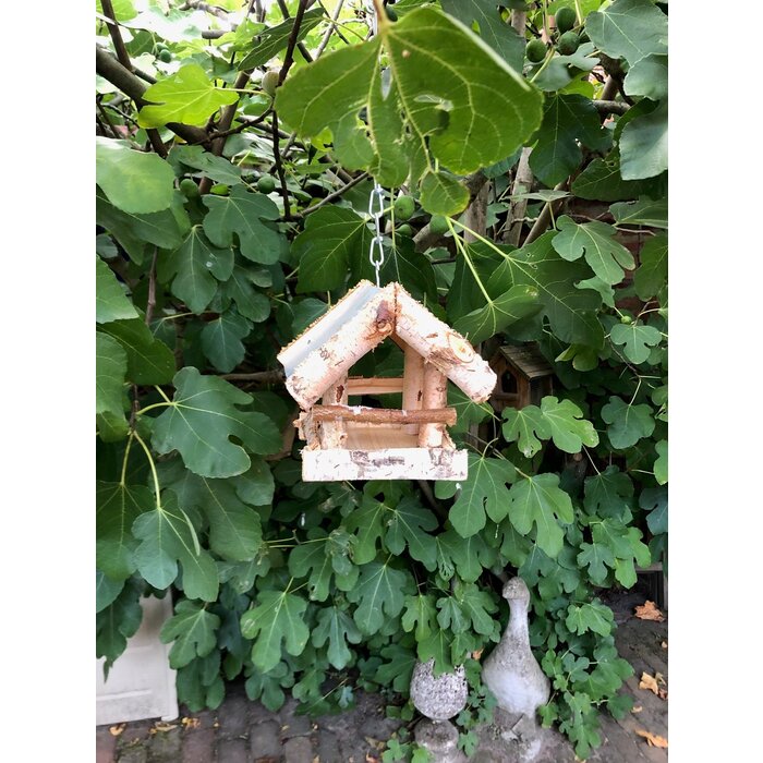 Dutchlander Vogelvoedertafel – Hangend – Berkenhout met Zinken Dak – 19x19x22 cm