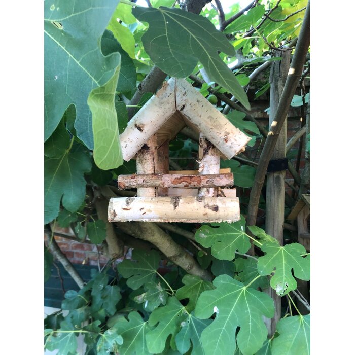 Mangeoire à oiseaux Dutchlander - suspendue - bouleau avec toit en paille 19 x 19 x 22 cm