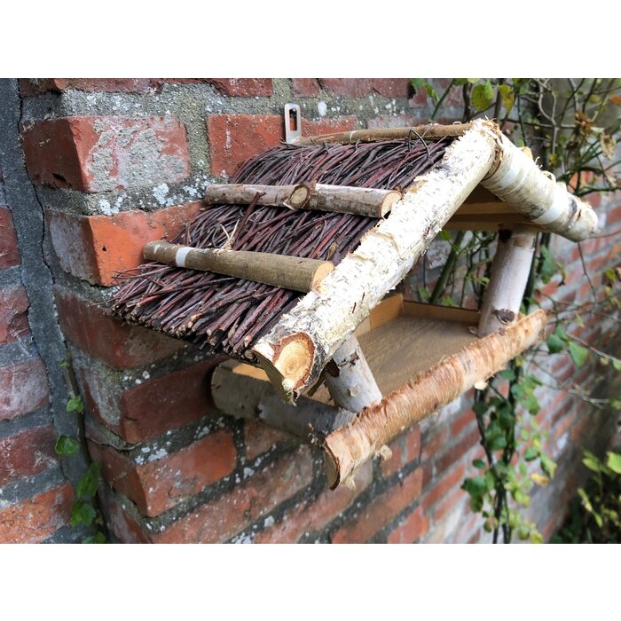 Dutchlander - Vogelvoedertafel – Muurbevestiging – Berkenhout – 39x19x24 cm