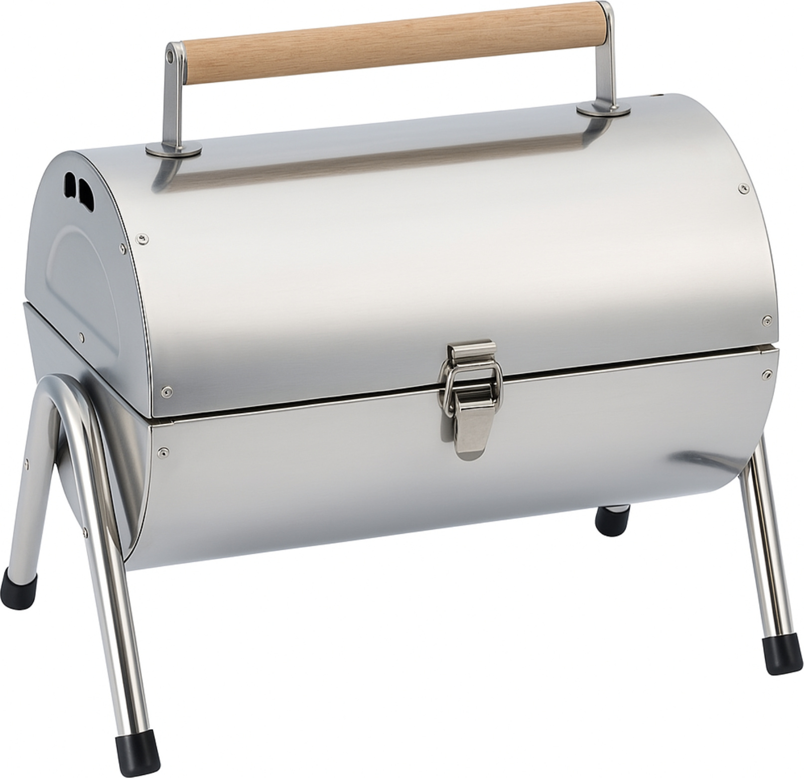 Alpina Tischgrill Holzkohle - mit Deckel - tragbar - Silber