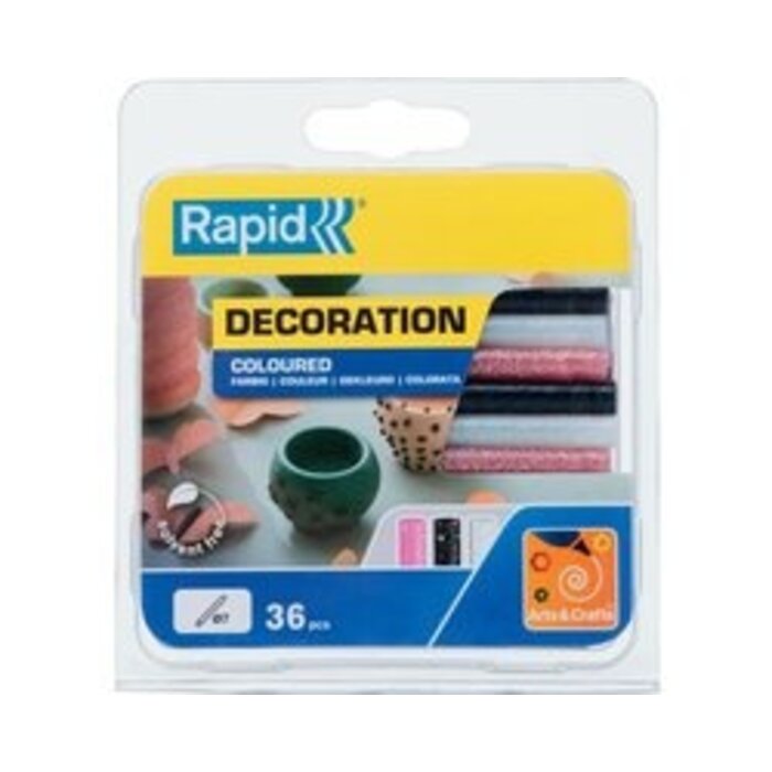Rapid Rapid 5001422 Klebestifte - Weiß/Schwarz/Rosa Glitzer - Ø7x90mm (36Stk.)
