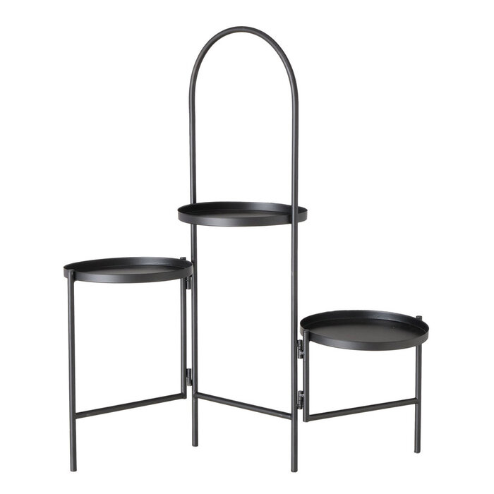 Boltze Mareta plantentafel met 3 plateaus zwart metaal