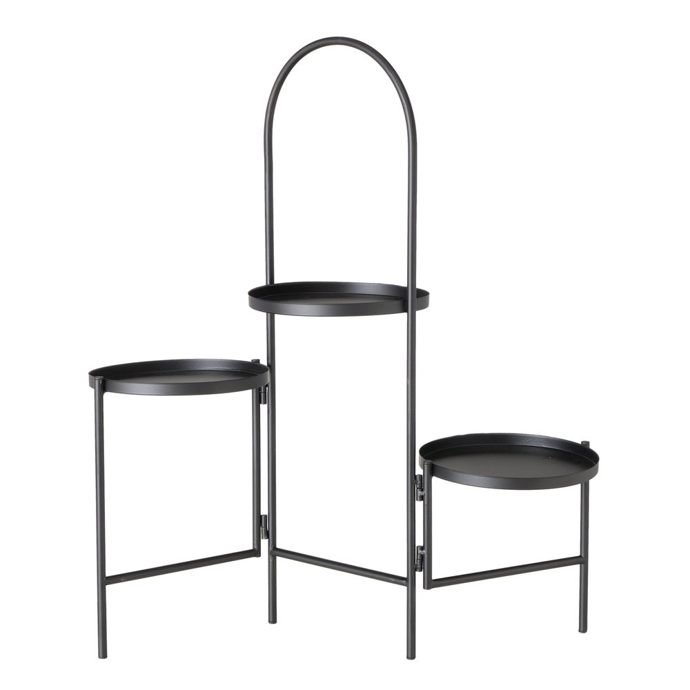 Boltze Mareta plantentafel met 3 plateaus zwart metaal