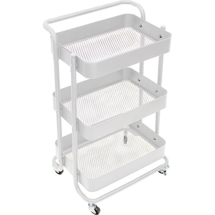 Metall-Küchenwagen mit 3 Schubladen - Weiß - 46 x 35 x 76,5 cm - Mit Rädern und Bremse