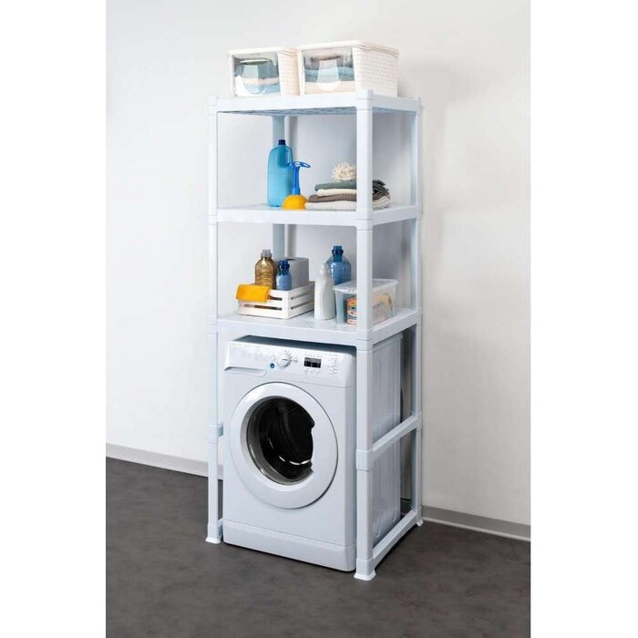 Opbergrek kunststof 3 planken - past over wasmachine - 75X60X184 cm