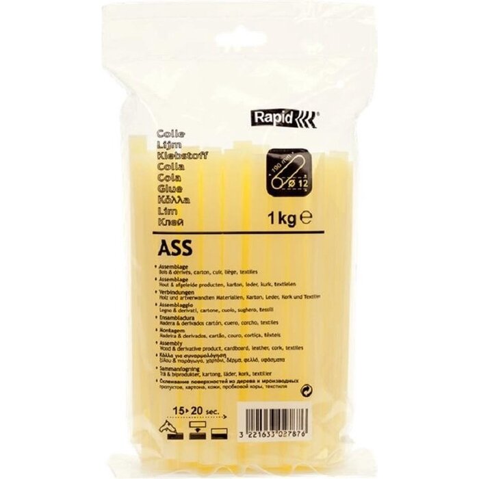 Rapid Rapid Lijmpatronen 12mm - Hout, Textiel, Kurk - 1 Kg - Professionele Kwaliteit