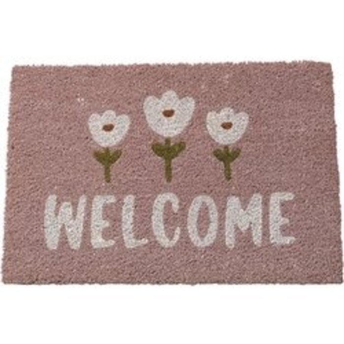 Esschert Design Boltze deurmat Gardenlove Welcome roze en wit 60 x 40 cm