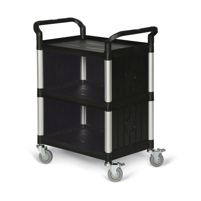 Matador Chariot à étagères type 808C 3 niveaux noir 850x480x1000 mm 3 côtés fermés