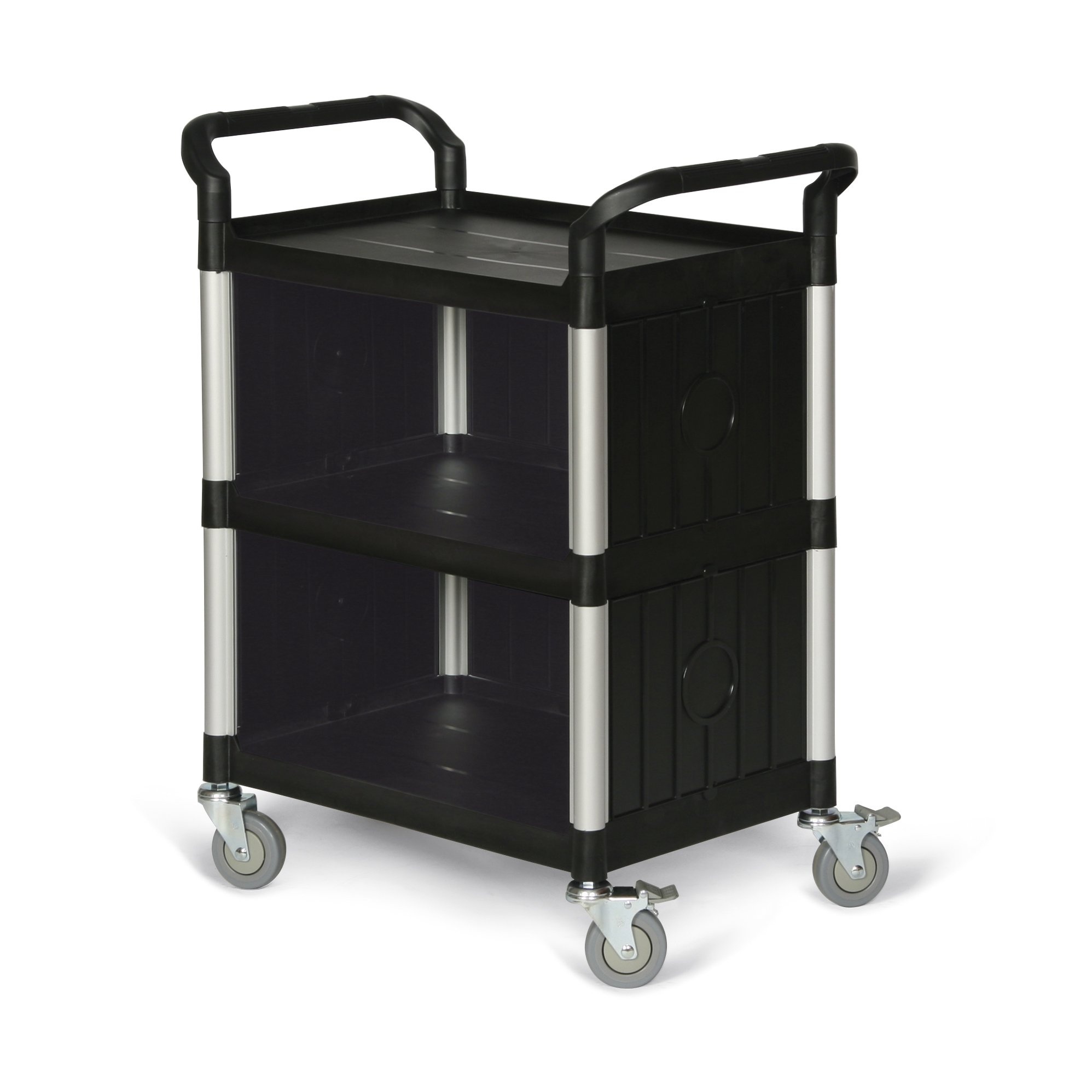 Matador Chariot à étagères type 808C 3 niveaux noir 850x480x1000 mm 3 côtés fermés