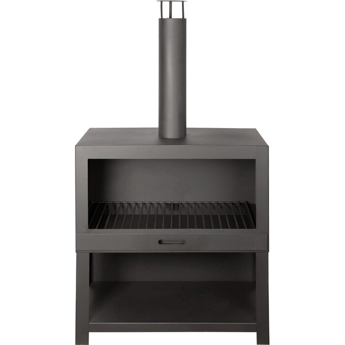 Esschert Design Esschert Design - Poêle d'extérieur avec rangement pour le bois noir - Cheminée - Acier - Noir