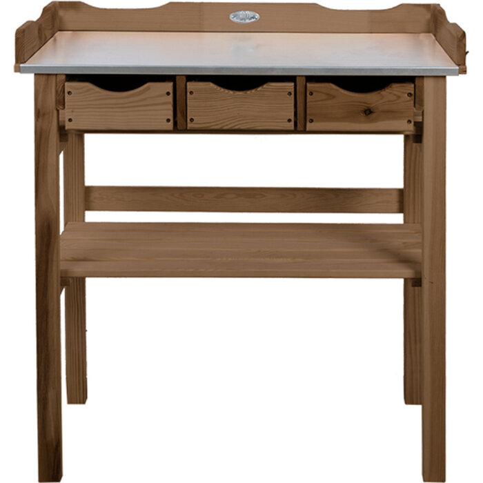 Esschert Design Esschert - Design - Oppottafel - met - lades - bruin