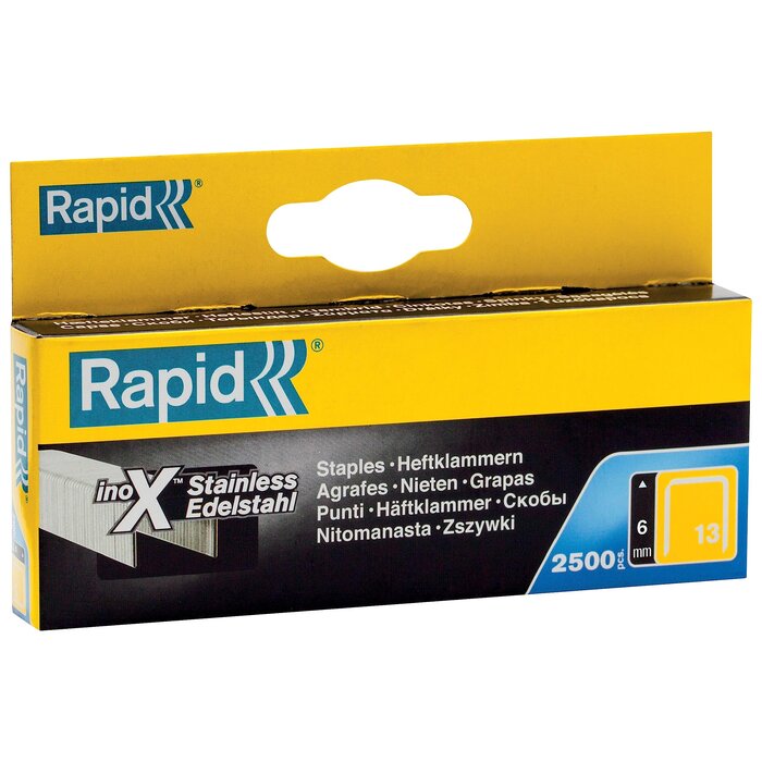 Rapid Rapid Dundraadnieten Type 13 - Roestvrij Staal - 6 mm - 2500 Stuks - Ideaal voor Textiel en Labels