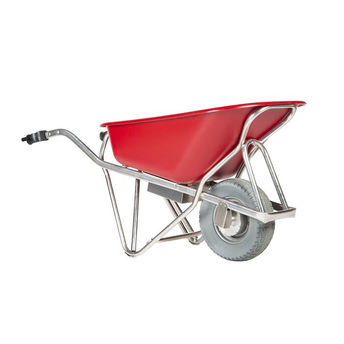 Matador E-barrow electrische kruiwagen aluminium met hdpe bak rood, 90 L  Lekvrije band